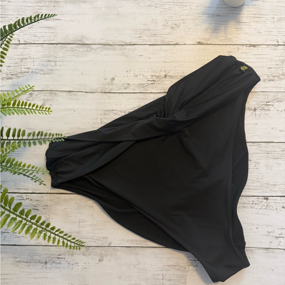 La Vie en Rose - Twisted Waistband Bikini Bottom - Ruching at Hip - Black - L